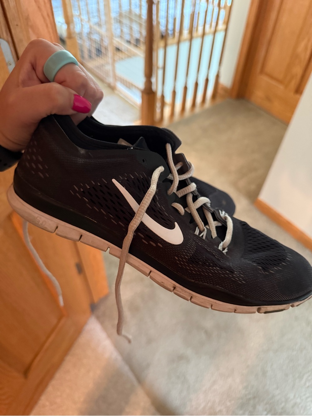 Nike Women's Black and White Mesh Training Sneakers